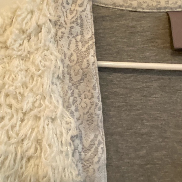 Vanessa Virginia anthropology white gray shaggy open style sweater jacket M L - Picture 4 of 16